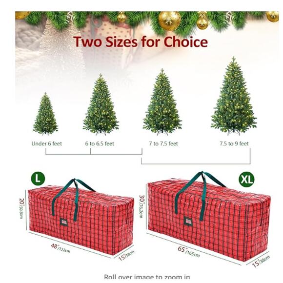 Christmas Tree Storage Bag, Reinforced Handles & Zipper, Heavy Duty w/Label Slot - Picture 4 of 9